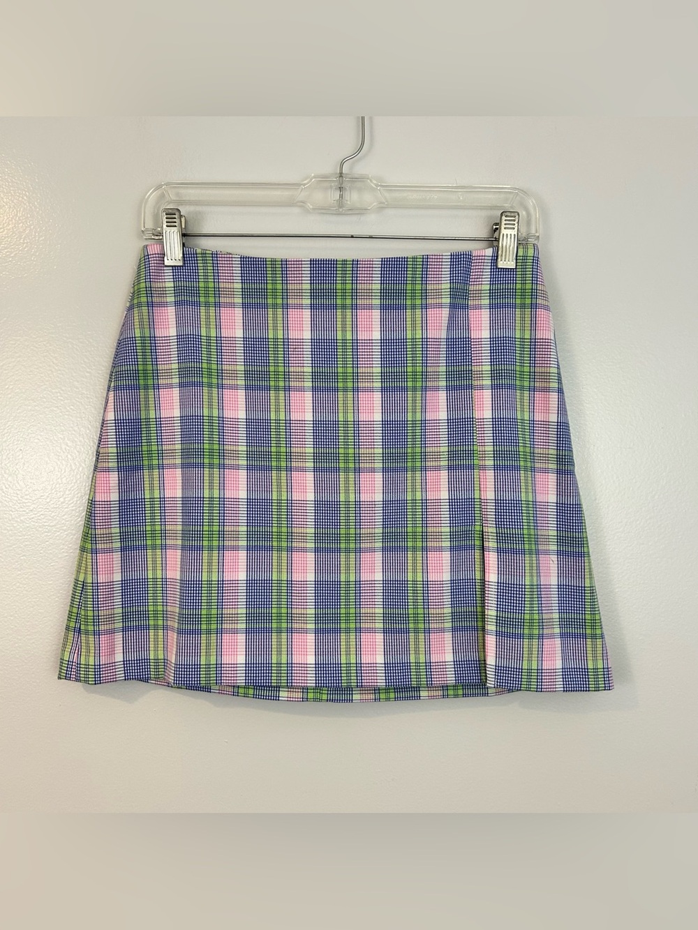 Sunday Best Aritzia Tatiana PInk/Purple/Green Plaid Mini Skirt Size 6